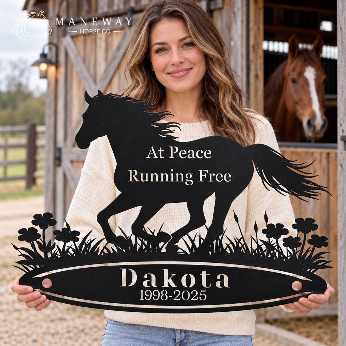 Classic Horse Oval Memorial Metal Sign – view 2