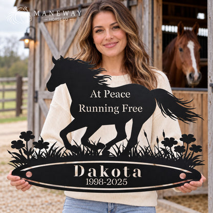Classic Horse Oval Memorial Metal Sign – view 2
