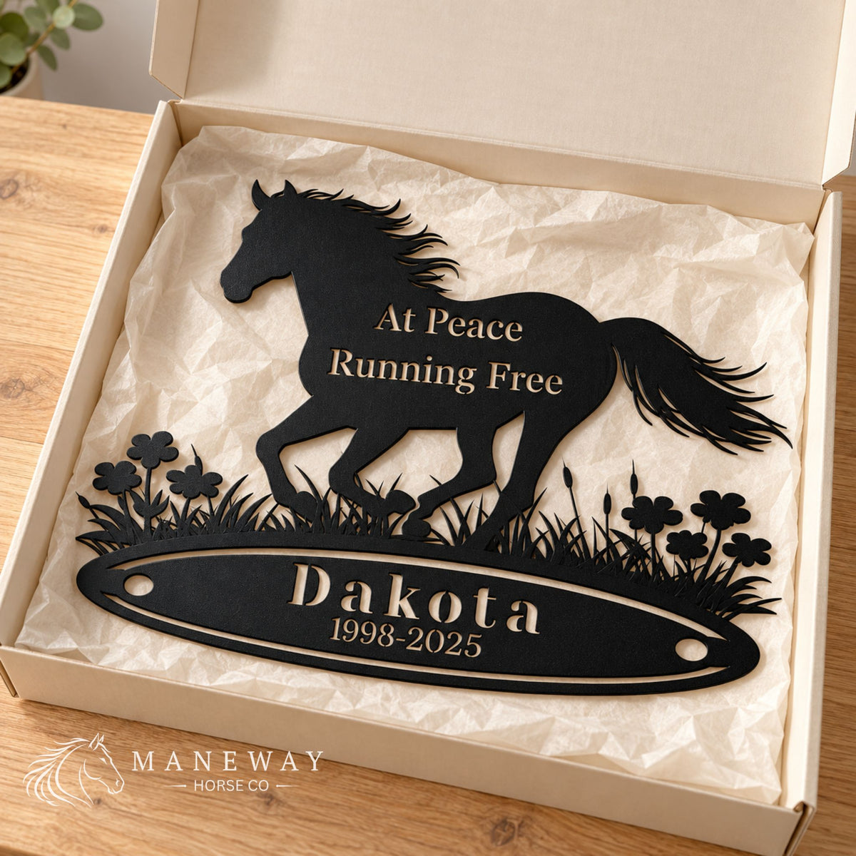 Classic Horse Oval Memorial Metal Sign – view 4