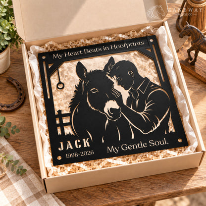Heart Beats in Hoofprints Donkey Sign – view 4