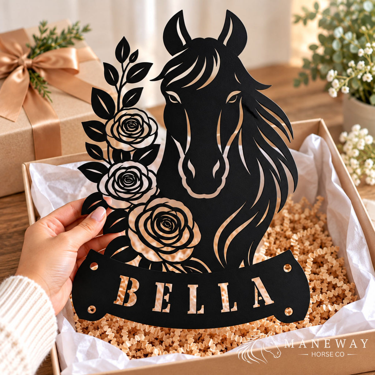 Bella Horse Floral Memorial Stall Sign – view 4