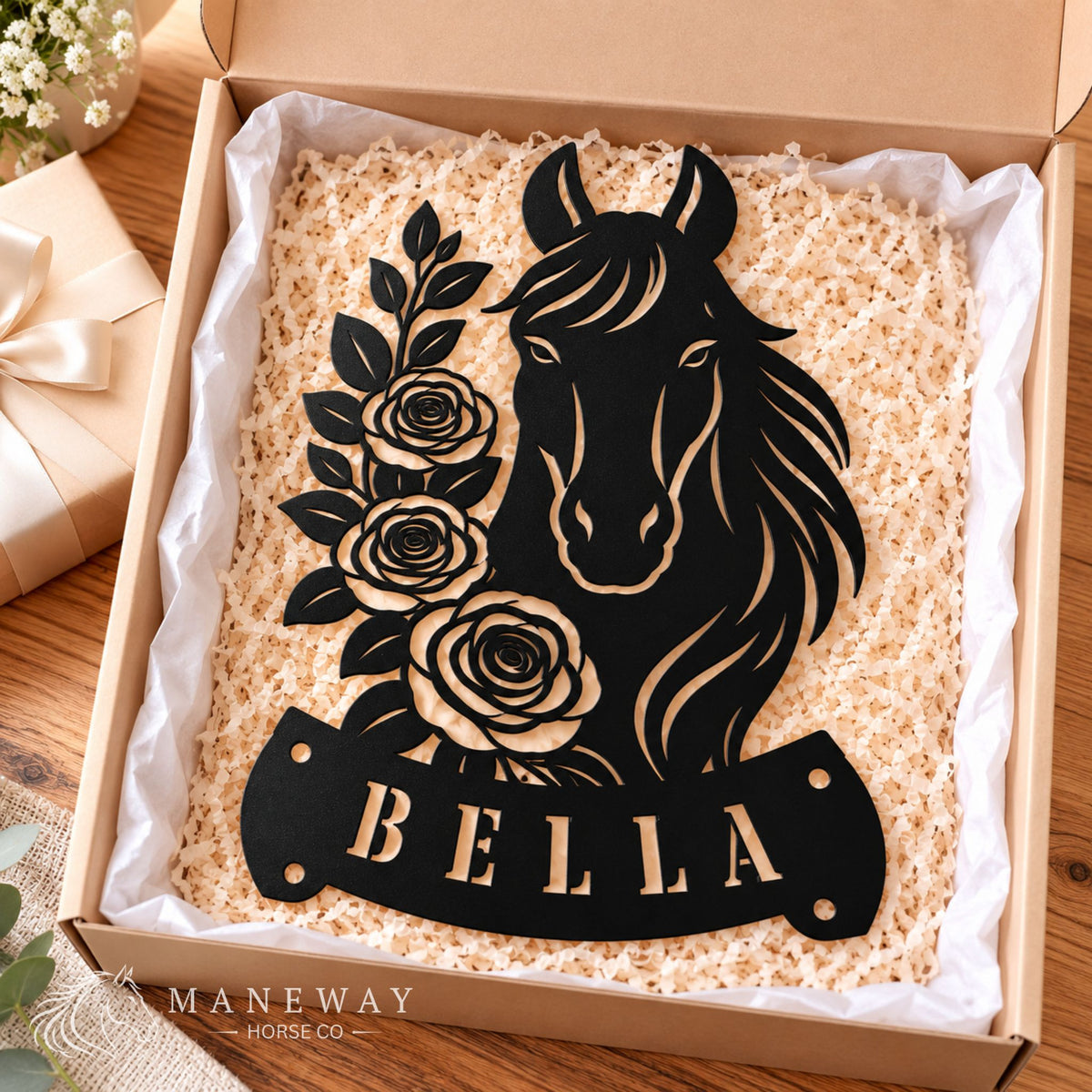 Bella Horse Floral Memorial Stall Sign