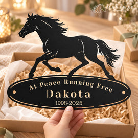 Galloping Horse Oval Memorial Stall Sign