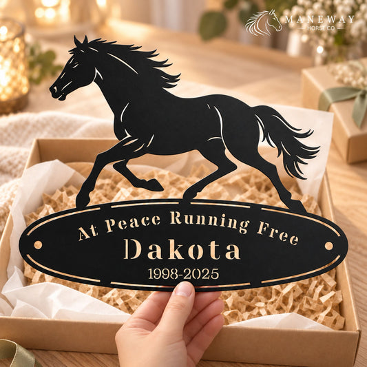 Galloping Oval Horse Memorial Stall Sign – view 3