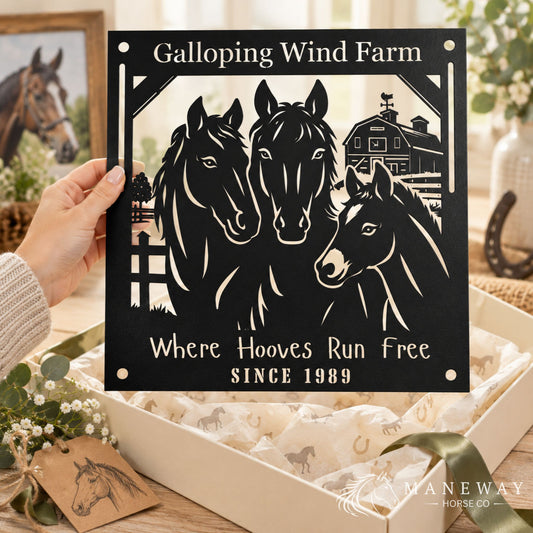 Galloping Horse Wind Farm Metal Sign – view 2
