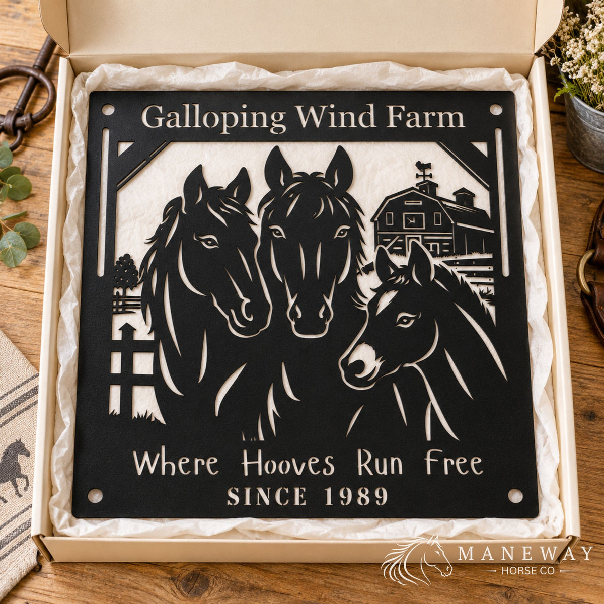 Galloping Horse Wind Farm Metal Sign – view 5