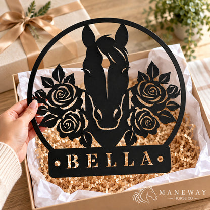 Round Floral Horse Barn Wall Decor Sign – view 3