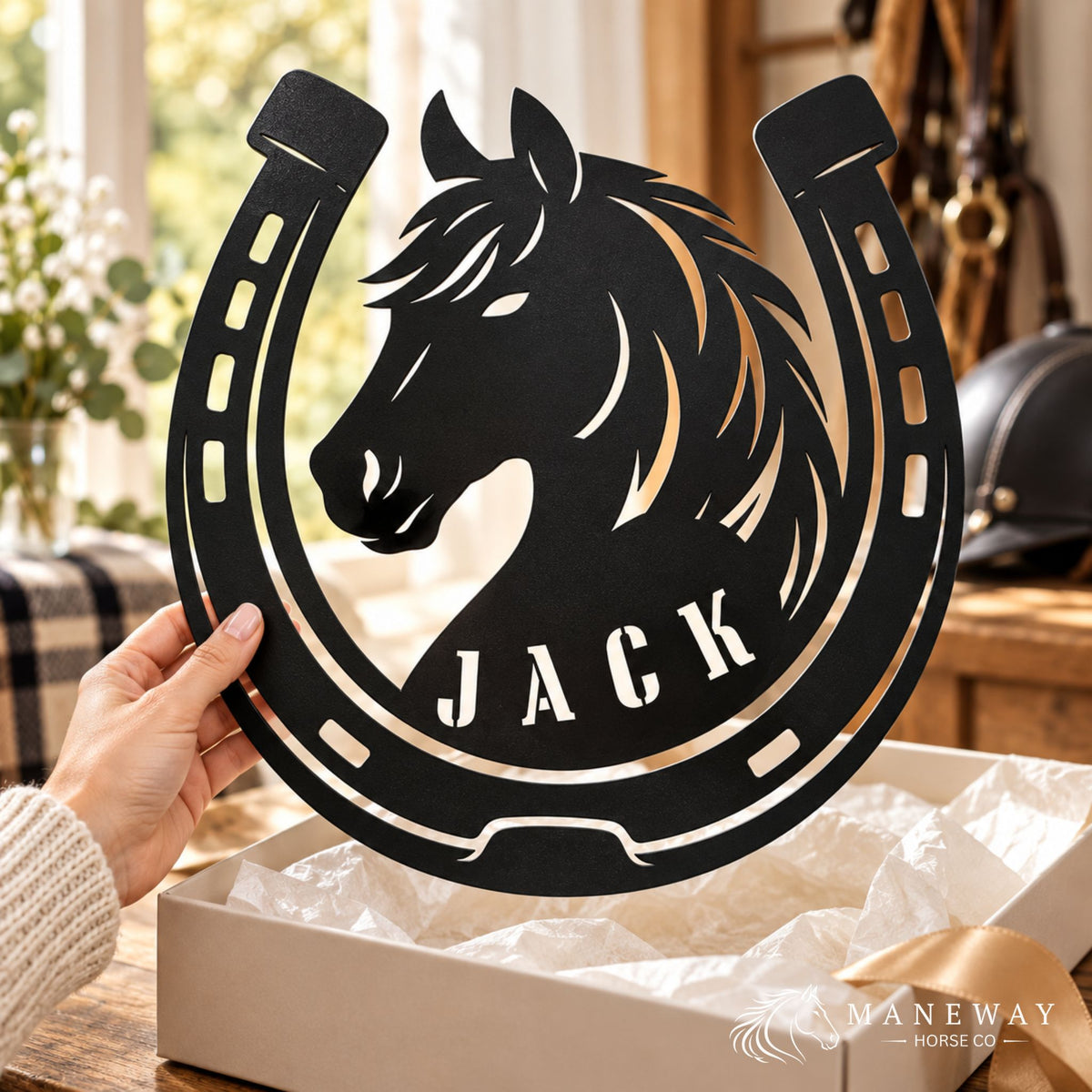 Horseshoe Metal Stall Sign – view 3