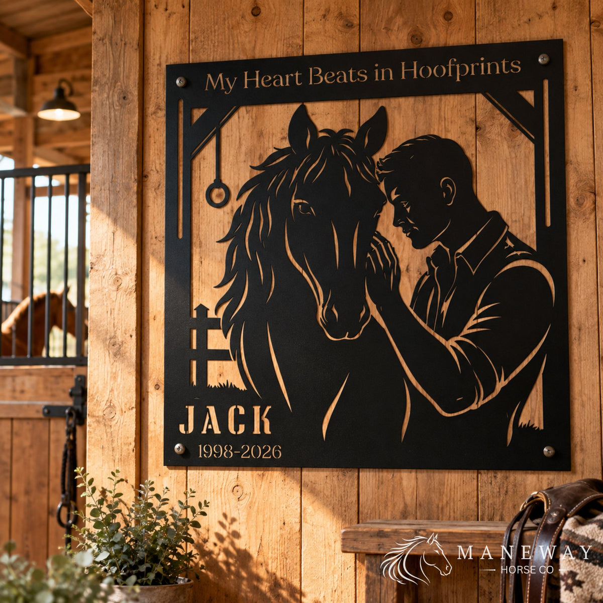 Jack Hoofprints Memorial Metal Stall Sign – view 3
