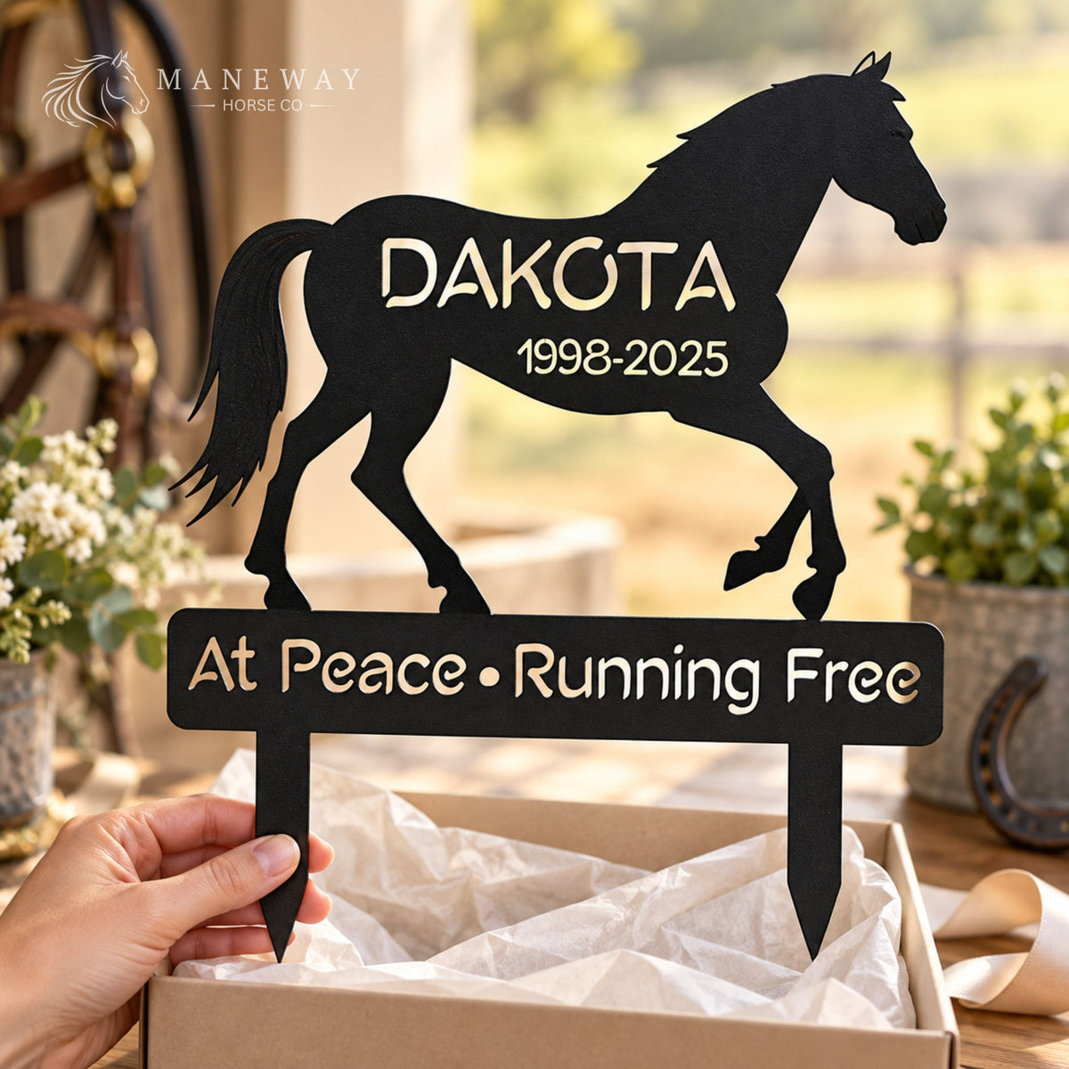 Dakota Running Free Horse Memorial Garden Stake – view 2