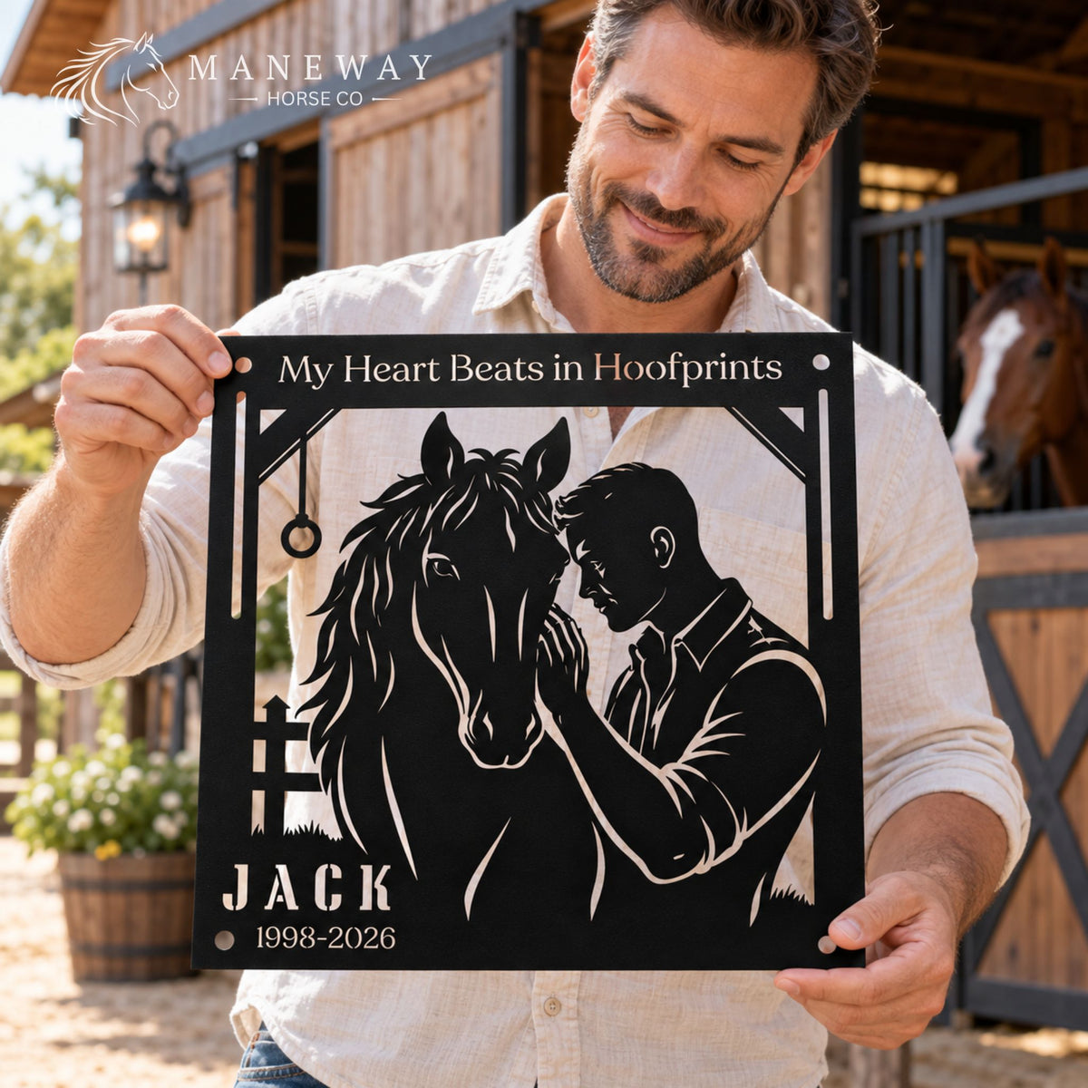 Jack Hoofprints Memorial Metal Stall Sign – view 2