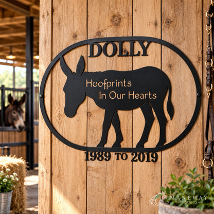 Dolly Donkey Memorial Stall Sign – view 3