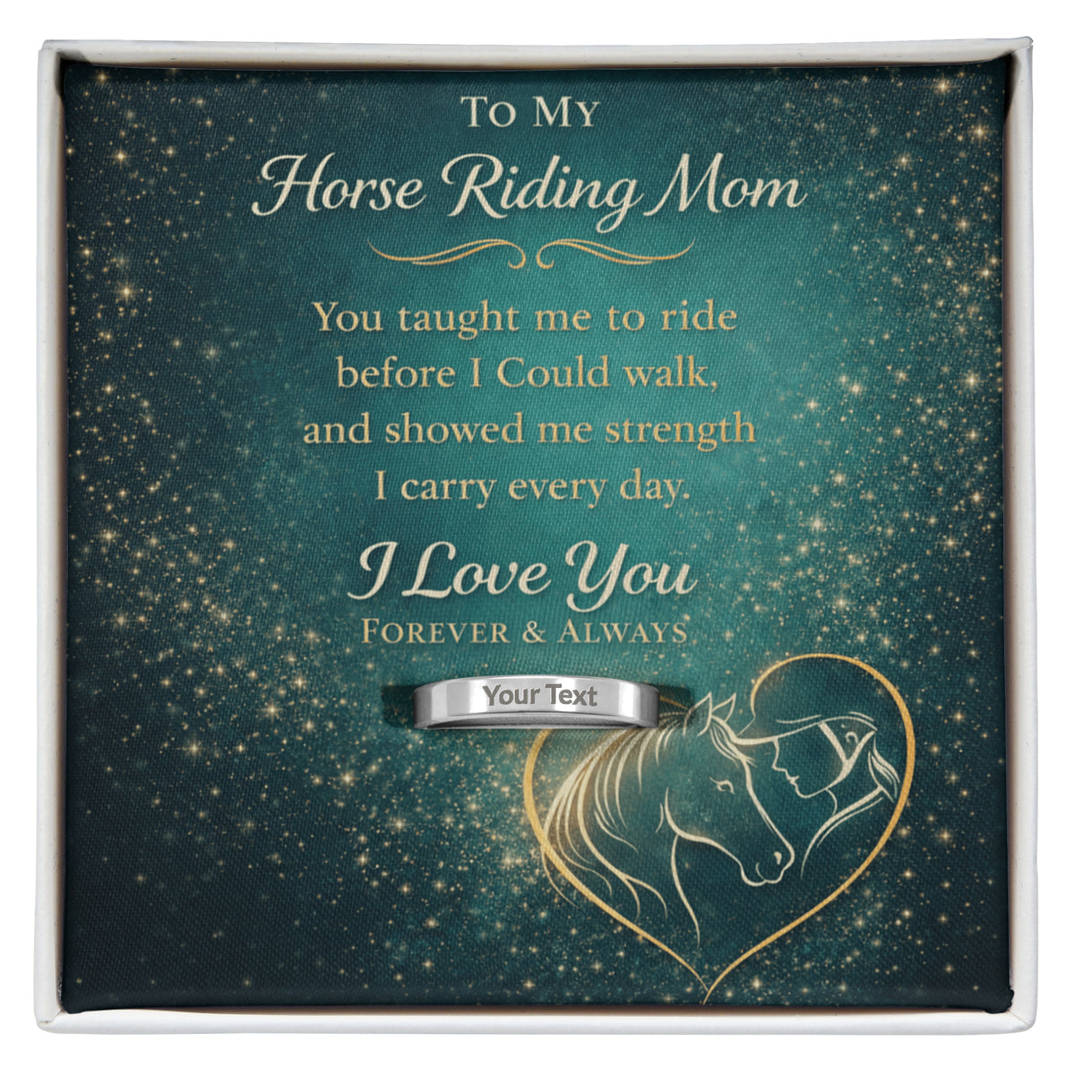 Horse Riding Mom Engraved Ring – view 5