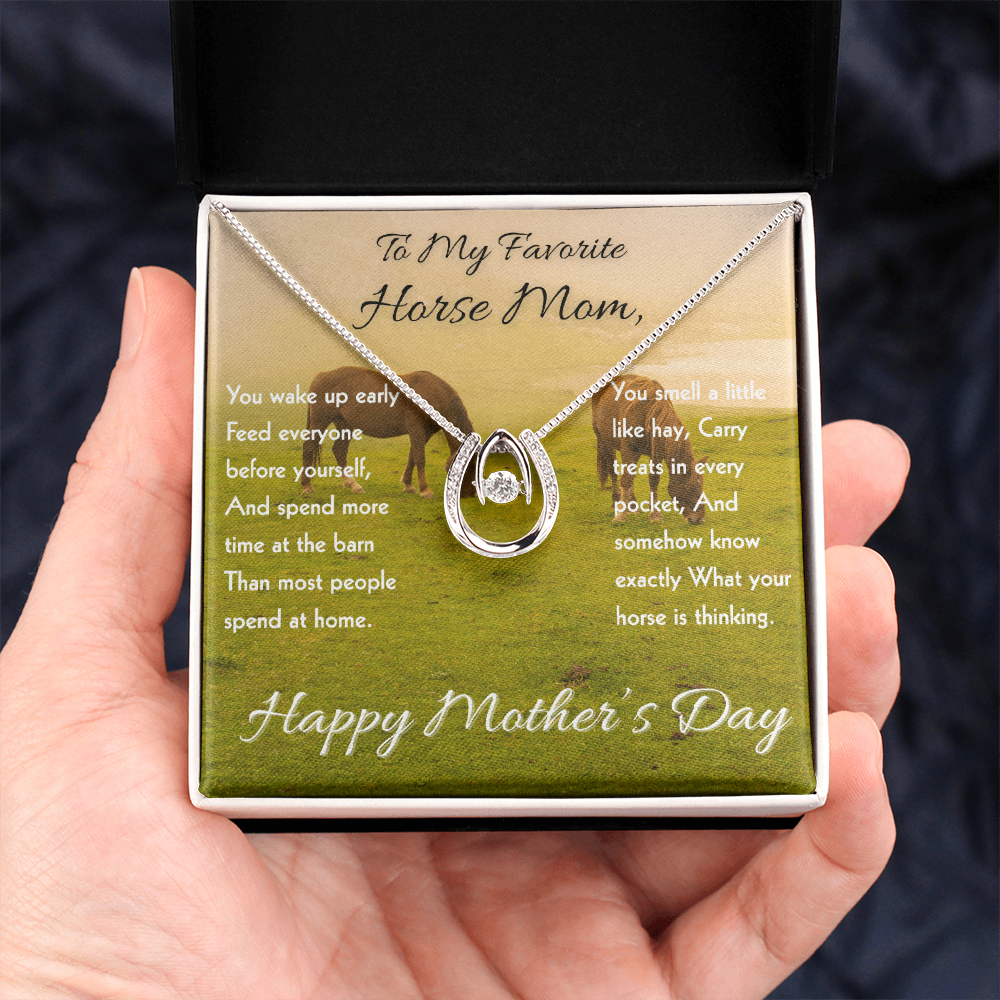Horse Riding Mom Horseshoe Necklace – view 2