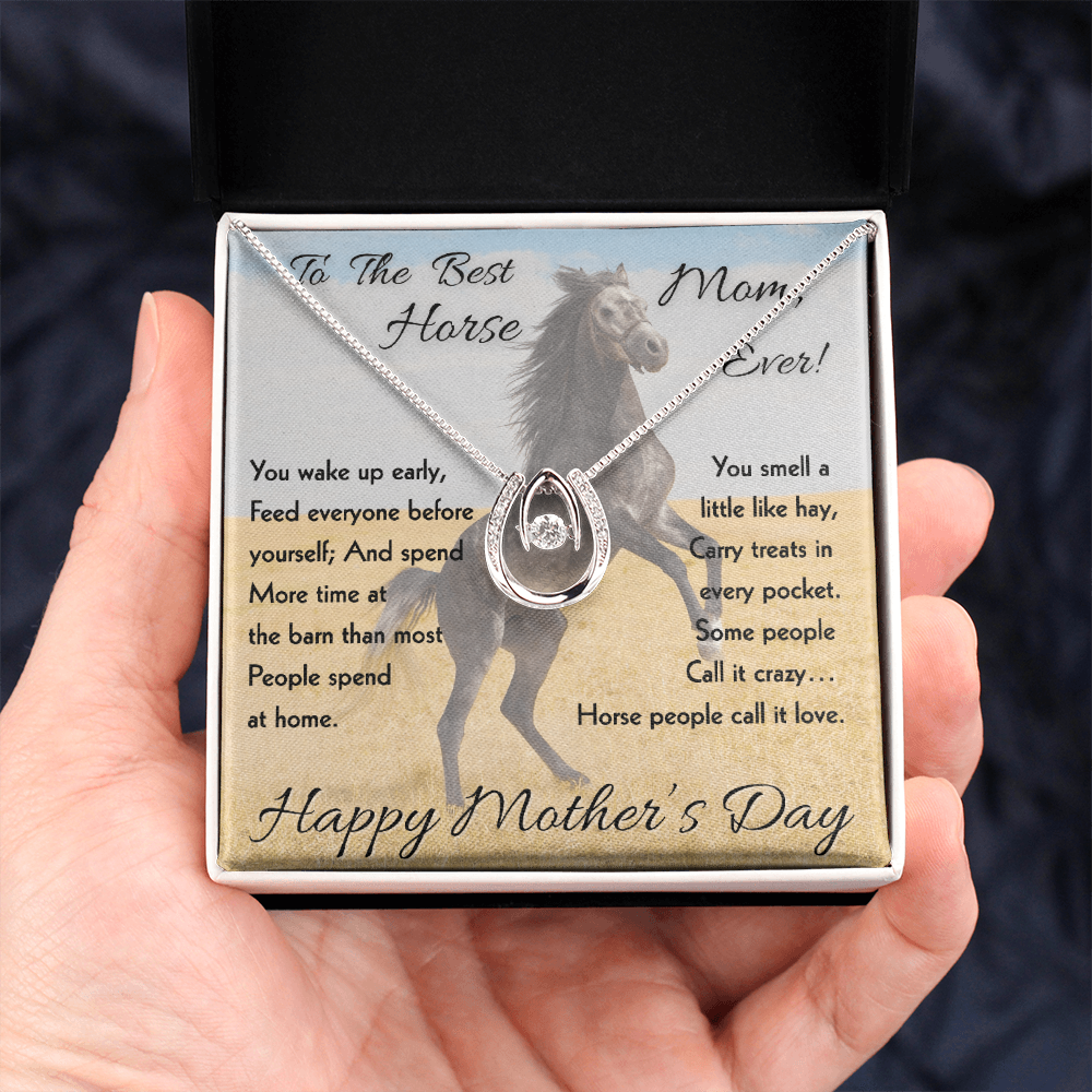 Horse Mom Horseshoe Necklace – view 2