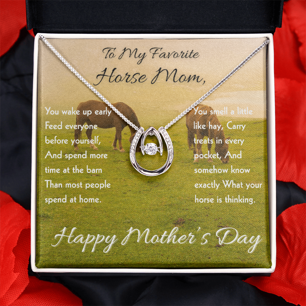 Horse Riding Mom Horseshoe Necklace – view 3