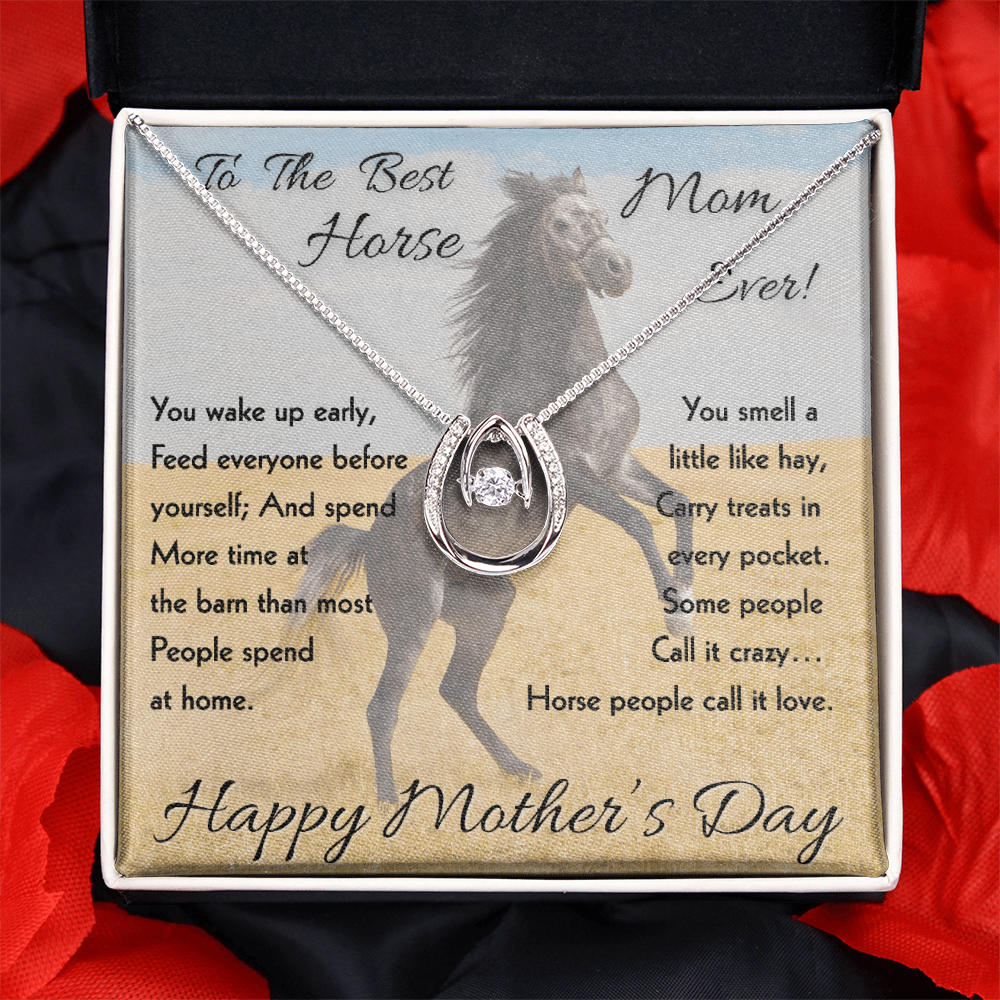 Horse Mom Horseshoe Necklace – view 3