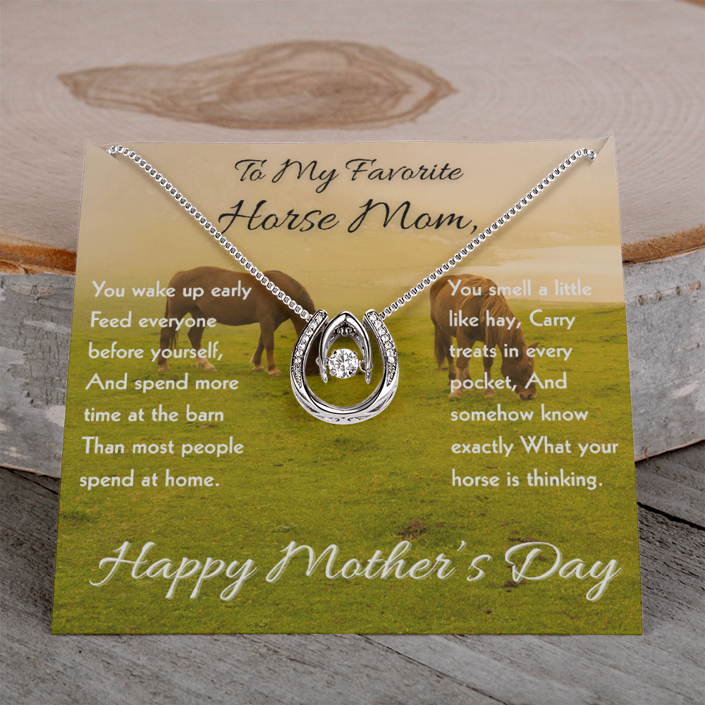 Horse Riding Mom Horseshoe Necklace – view 4