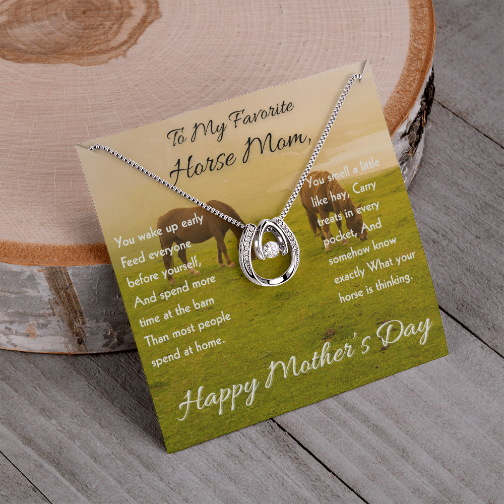 Horse Riding Mom Horseshoe Necklace – view 7