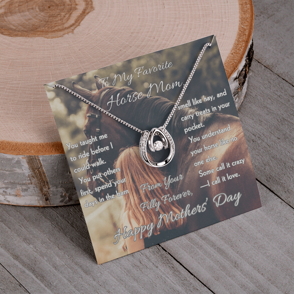 Favorite Horse Mom Horseshoe Necklace – view 7