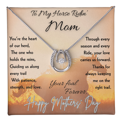 Equestrian Mom Horseshoe Pendant Necklace – view 5