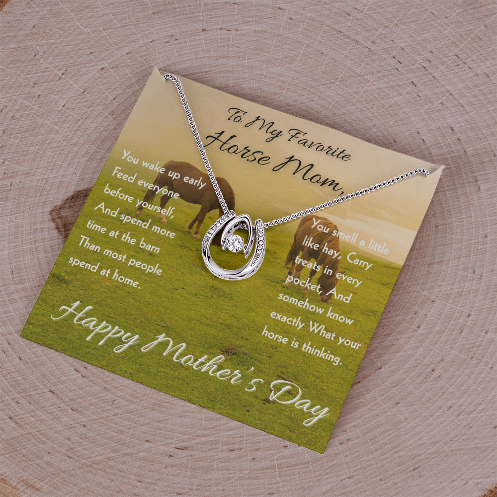 Horse Riding Mom Horseshoe Necklace – view 8
