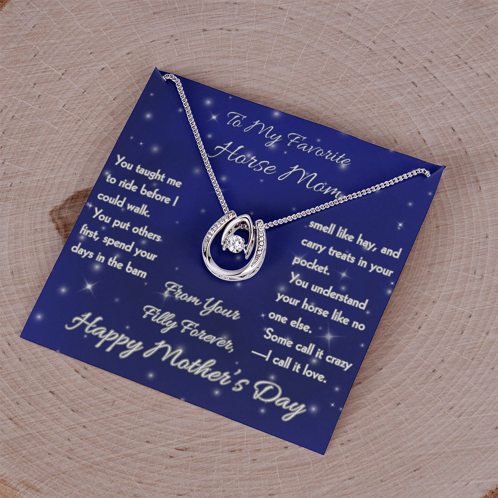 Beloved Horse Mom Horseshoe Necklace – view 8