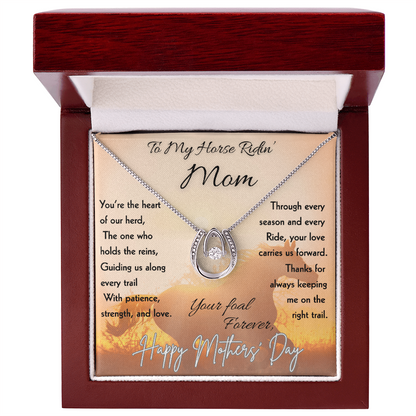 Equestrian Mom Horseshoe Pendant Necklace – view 4