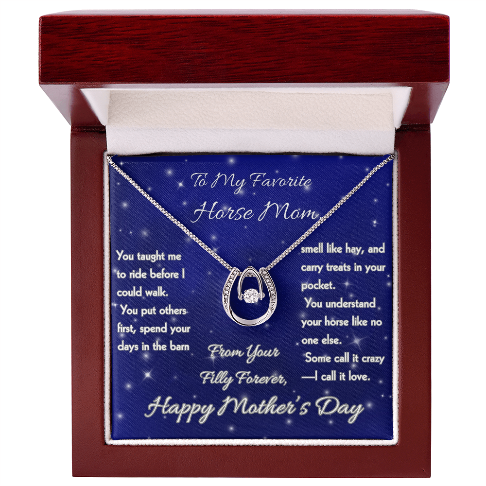 Beloved Horse Mom Horseshoe Necklace – view 5