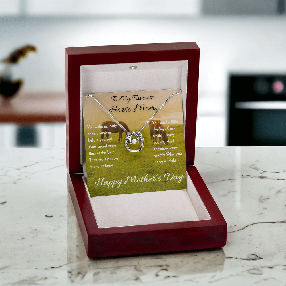 Horse Riding Mom Horseshoe Necklace – view 10