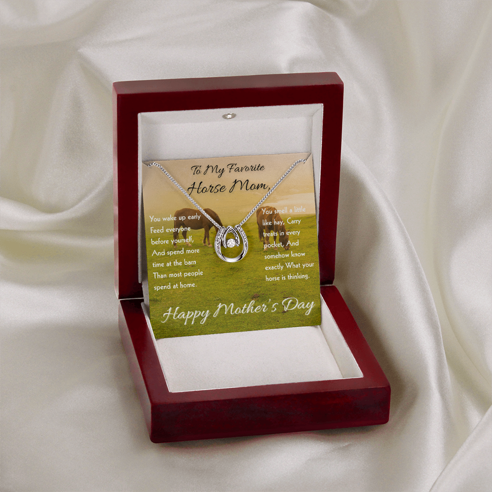 Horse Riding Mom Horseshoe Necklace – view 9