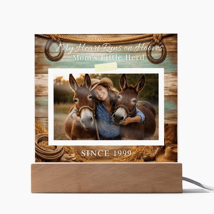 Personalized Mule Mom Photo Square Acrylic Plaque – My Heart Runs on Hooves With Name & Date – view 12
