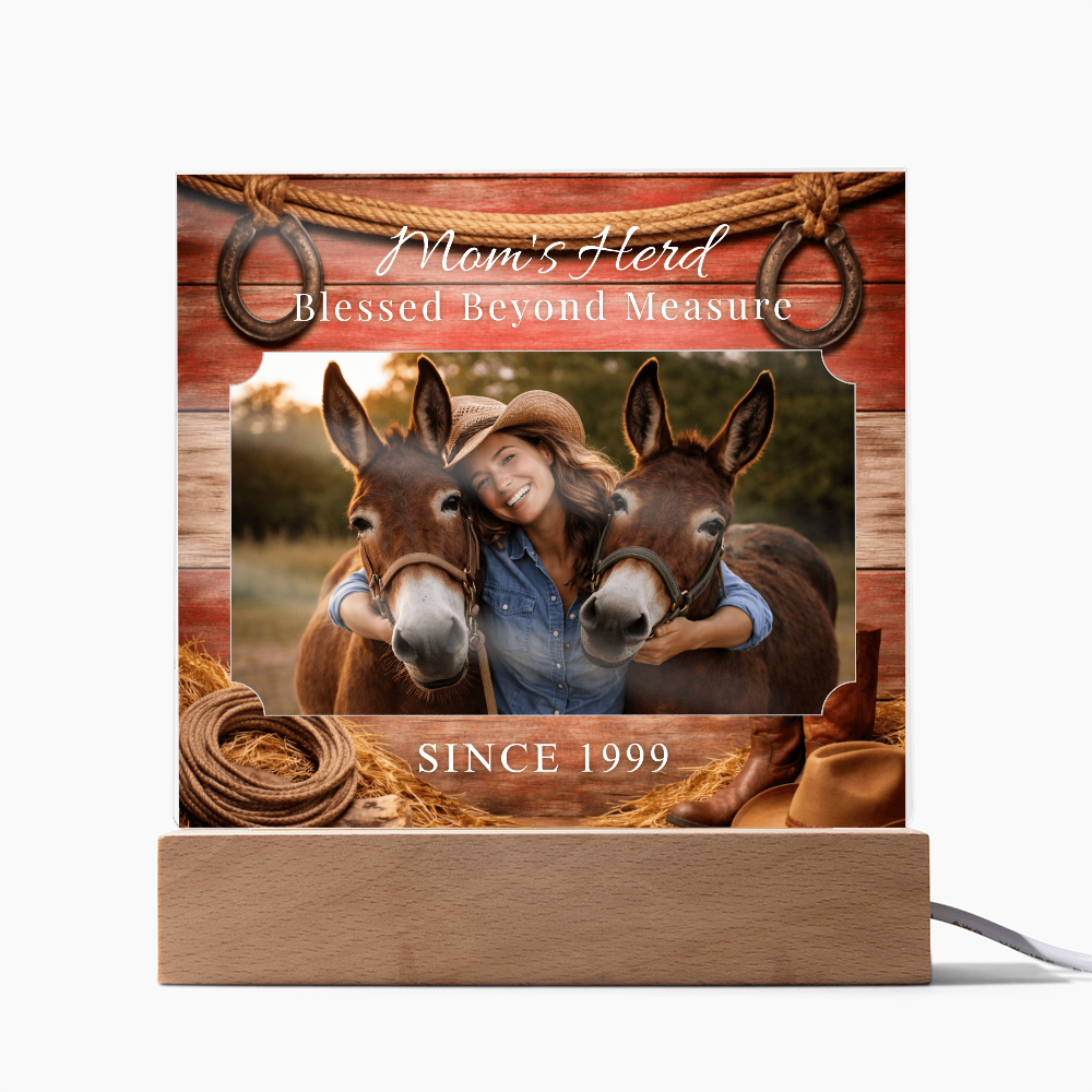 Mom's Herd Blessed Beyond Measure Photo Acrylic Plaque – Custom Gift For Mule Lovers – view 11