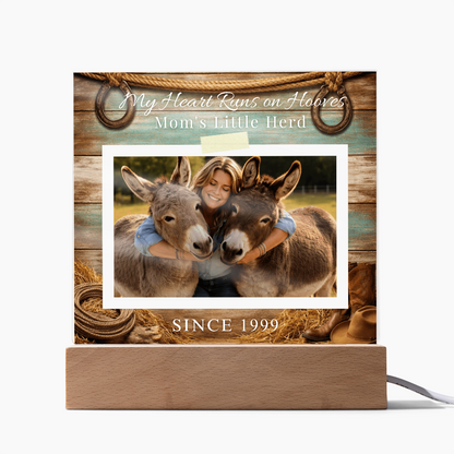 Personalized Donkey Mom Photo Square Acrylic Plaque – My Heart Runs on Hooves With Name & Date – view 6