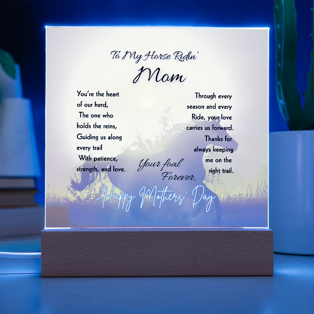 Horse Ridin’ Mom Sunset Acrylic Plaque – view 5