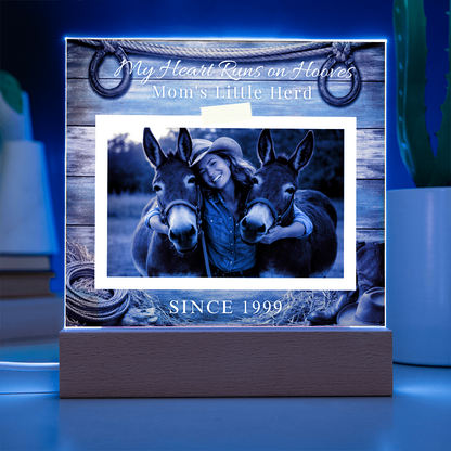 Personalized Mule Mom Photo Square Acrylic Plaque – My Heart Runs on Hooves With Name & Date – view 6