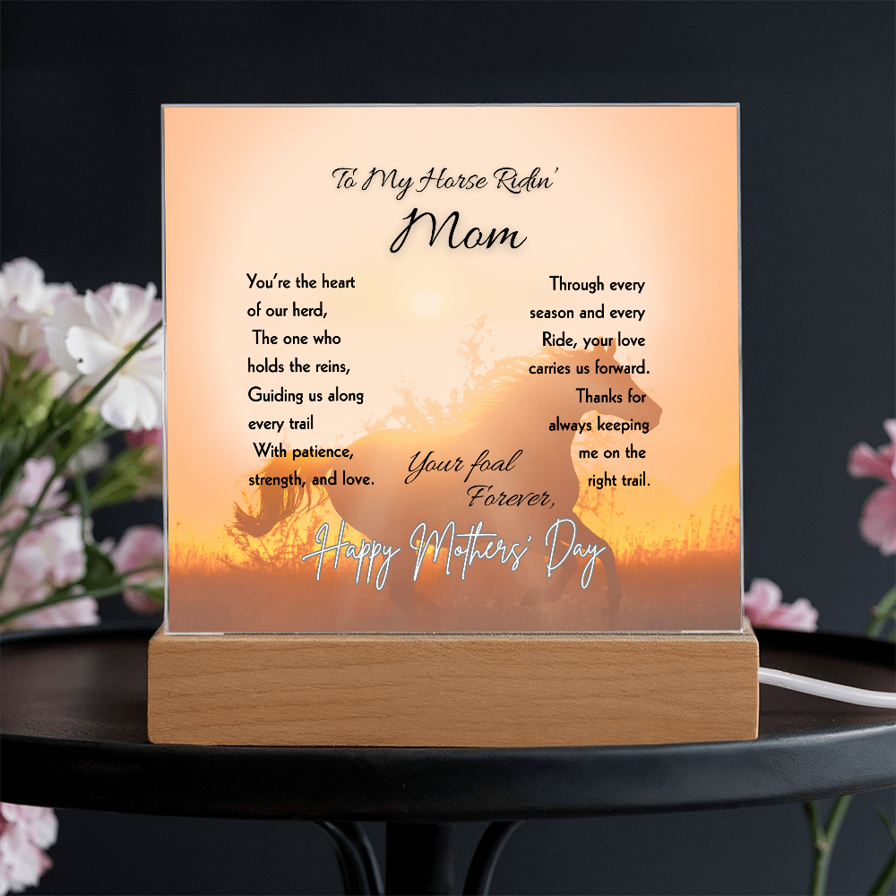 Horse Ridin’ Mom Sunset Acrylic Plaque – view 4