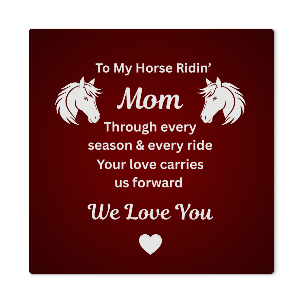 Horse Ridin’ Mom Red Metal Print – view 4