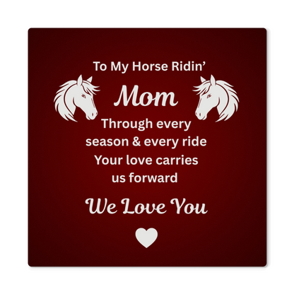 Horse Ridin’ Mom Red Metal Print – view 4