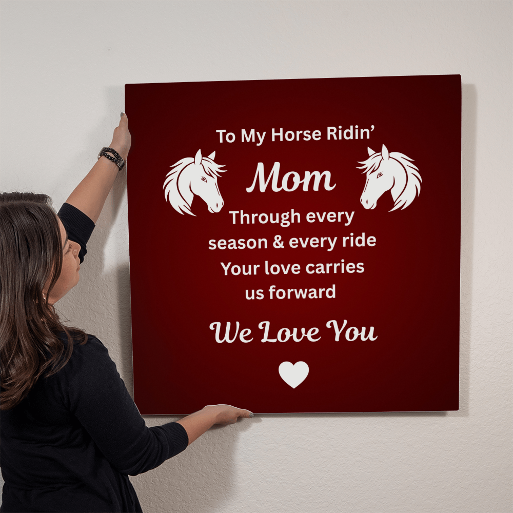 Horse Ridin’ Mom Red Metal Print – view 8