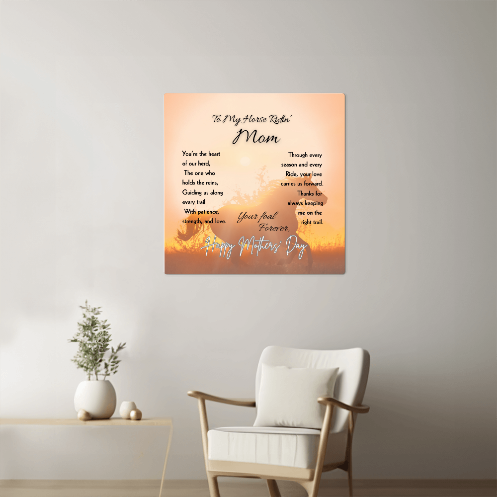 Horse Ridin’ Mom Sunset Metal Print – view 8