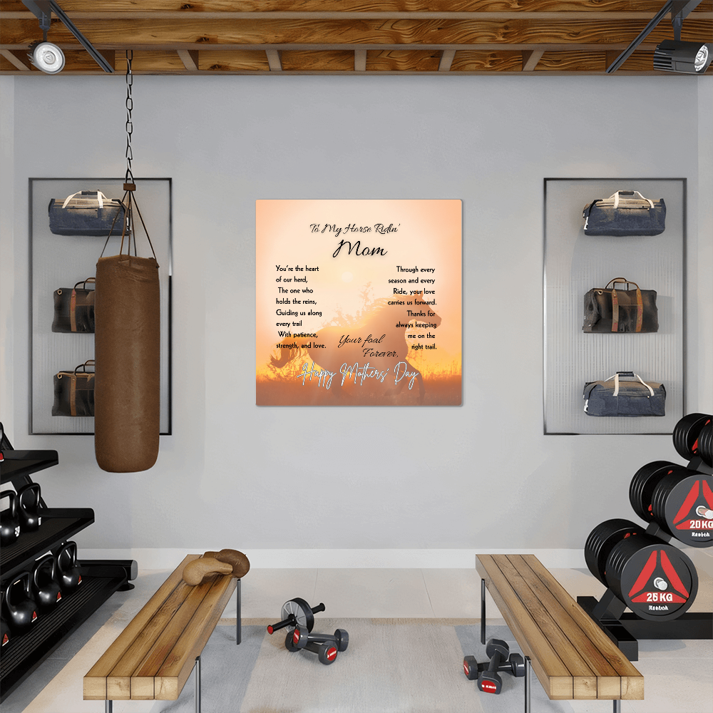 Horse Ridin’ Mom Sunset Metal Print – view 5