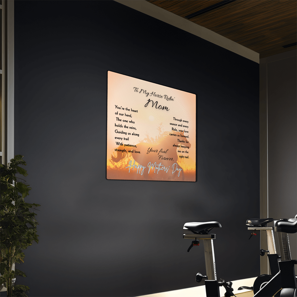Horse Ridin’ Mom Sunset Metal Print – view 9