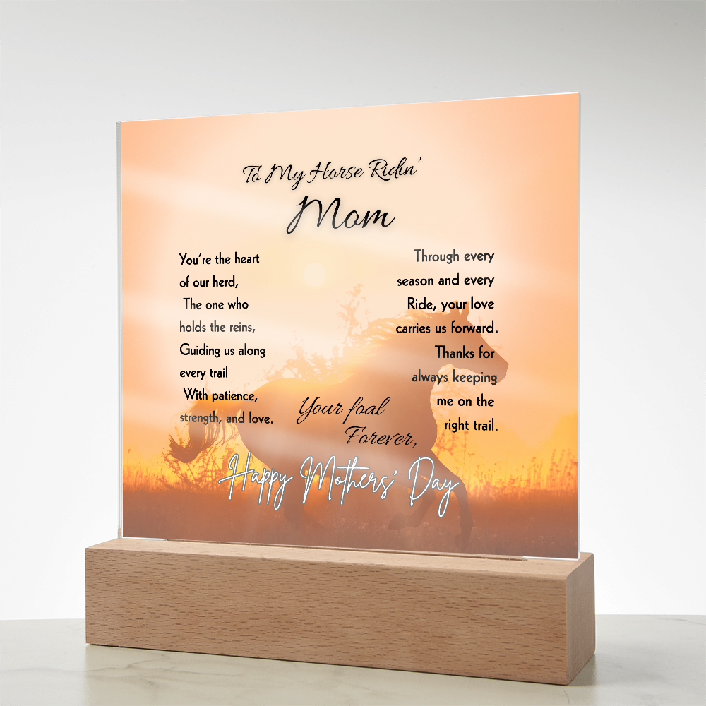 Horse Ridin’ Mom Sunset Acrylic Plaque – view 9