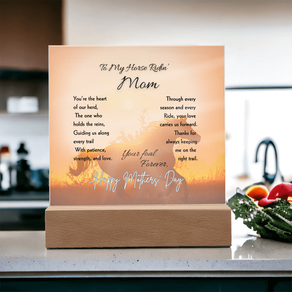 Horse Ridin’ Mom Sunset Acrylic Plaque – view 10