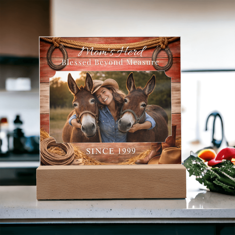 Mom's Herd Blessed Beyond Measure Photo Acrylic Plaque – Custom Gift For Mule Lovers – view 9