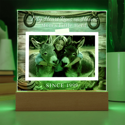 Personalized Donkey Mom Photo Square Acrylic Plaque – My Heart Runs on Hooves With Name & Date – view 8