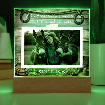 Personalized Mule Mom Photo Square Acrylic Plaque – My Heart Runs on Hooves With Name & Date – view 7