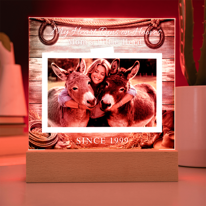 Personalized Donkey Mom Photo Square Acrylic Plaque – My Heart Runs on Hooves With Name & Date – view 9