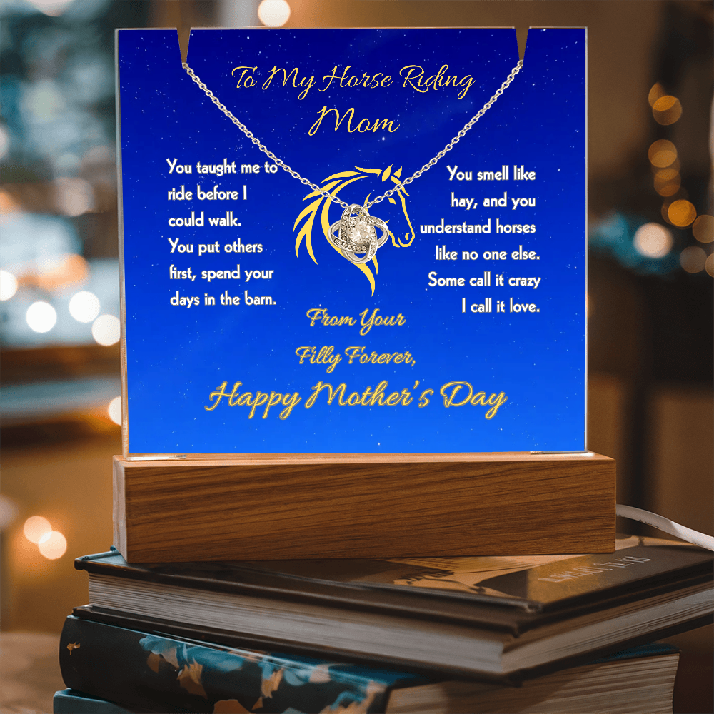 Horse Mom Love Knot Message Necklace – view 5